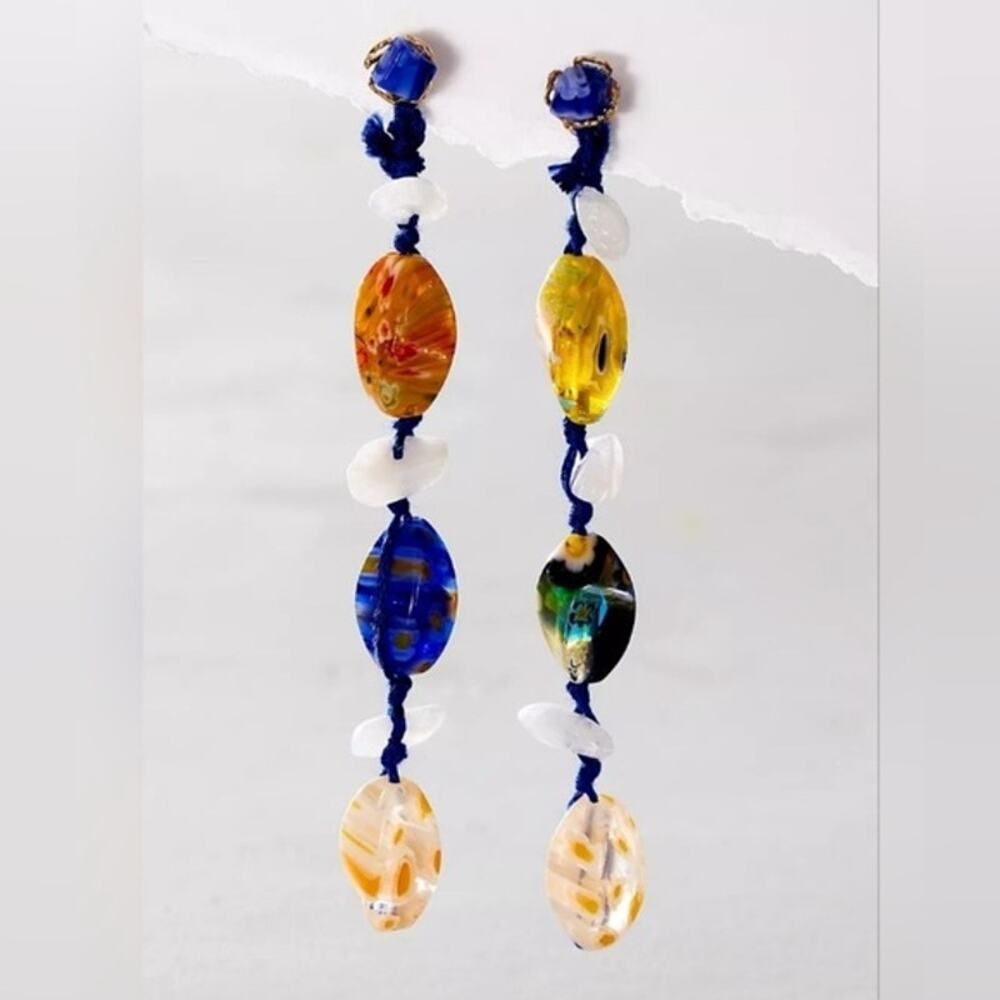 Free People Ariana Ost Voyage Dangle Earrings Artisanal Beaded Crystal Glass